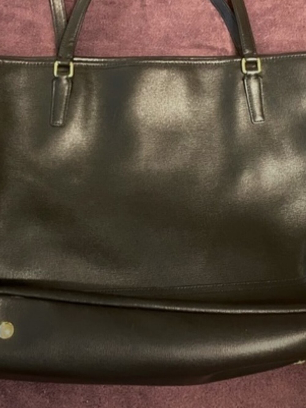 COACH Black Leather Tote Bag - Coach Signature Logo